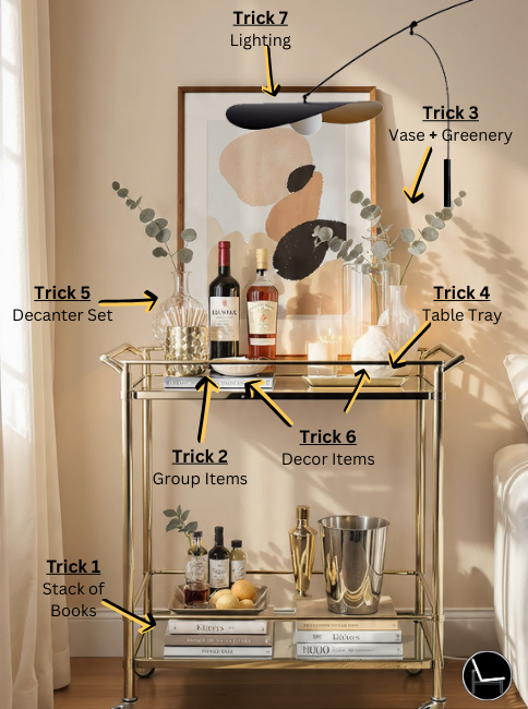 7 tricks to style a bar cart for a professional look