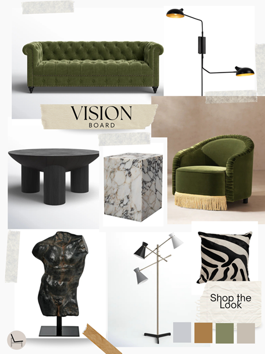 how to create a chic decorating plan mood board on a budgert