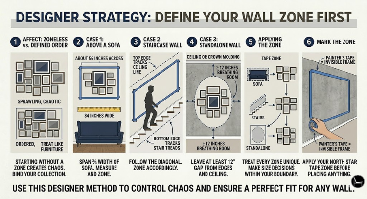how to hang a gallery wall by defining your wall zone first