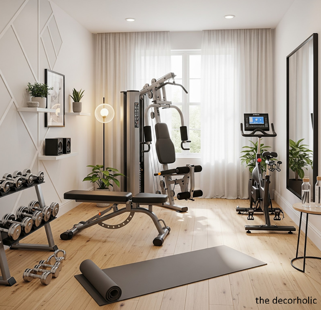 modern home gym with all the exercise Equipment