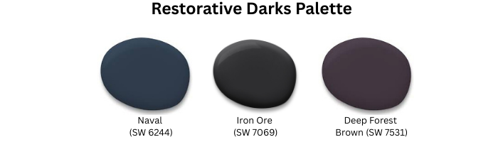 Sherwing Williams restorative dark color palette for 2026