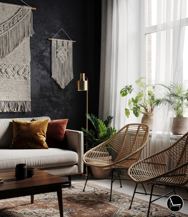 chic dark boho decor living room