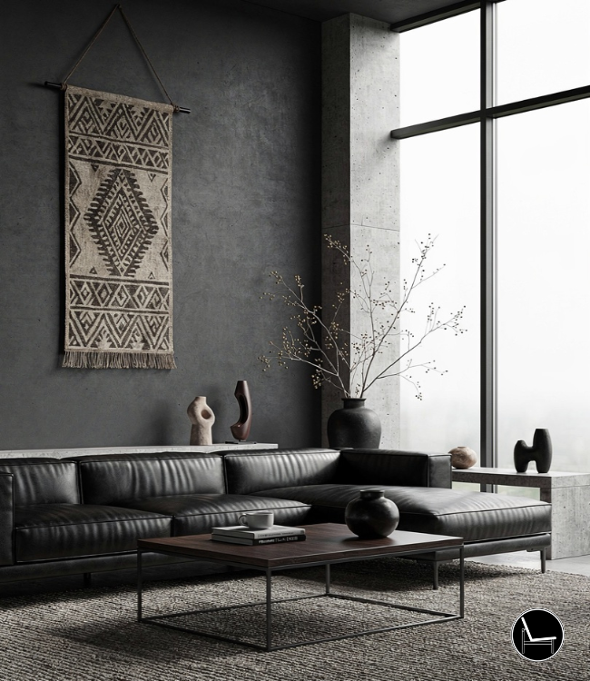 dark boho decor masculine minimalist