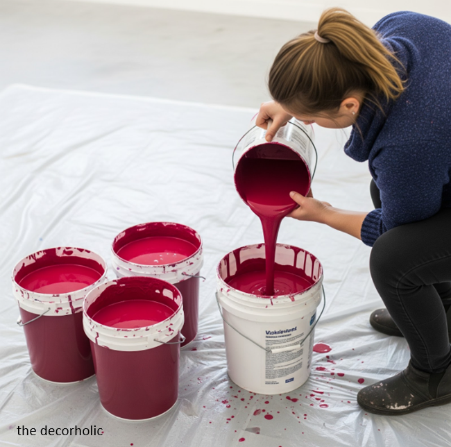 a-women-pouring-wall-paint-into-a-5-gallon-bucket