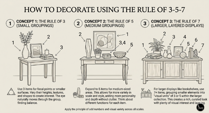 decorating rule of 3-5-7