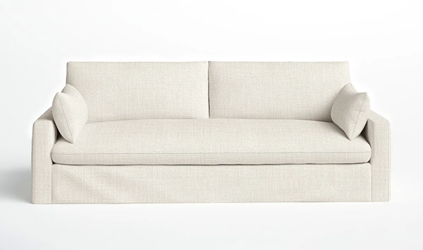 Farmhouse style sofa in wheat upholstered