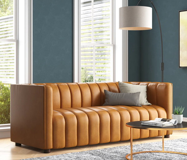 sofa buying guide for a Genuine Leather Channel Tufted Sofa on wayfair
