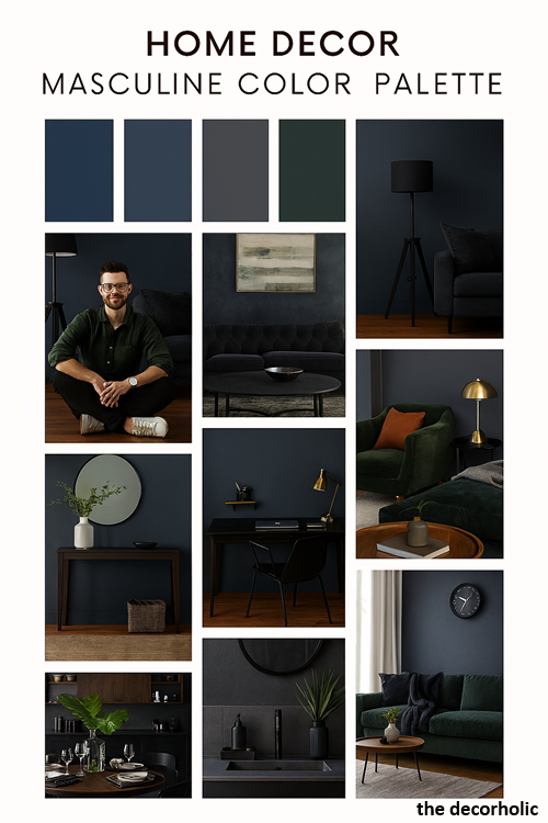 home decor masculine color palette mood board