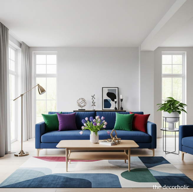rental apartment with a jewel-tone color palette