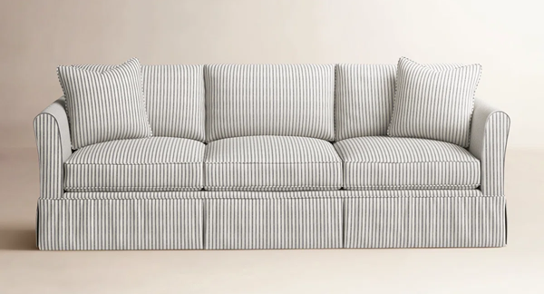 transitional Upholstered striped Sofa