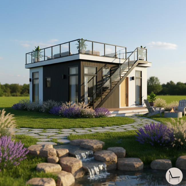 modern amazon tiny home with rooftop