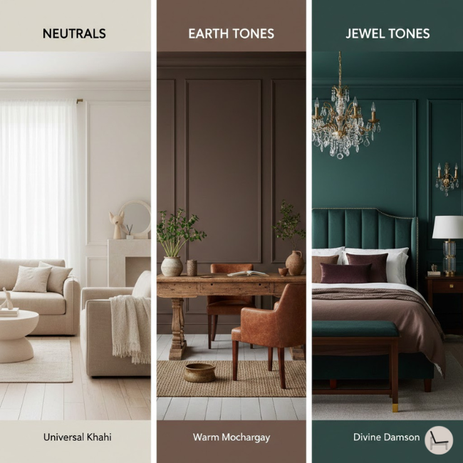 2026 color of the year paint swatches from major brands including Pantone Cloud Dancer, Behr Hidden Gem, and Benjamin Moore Silhouette