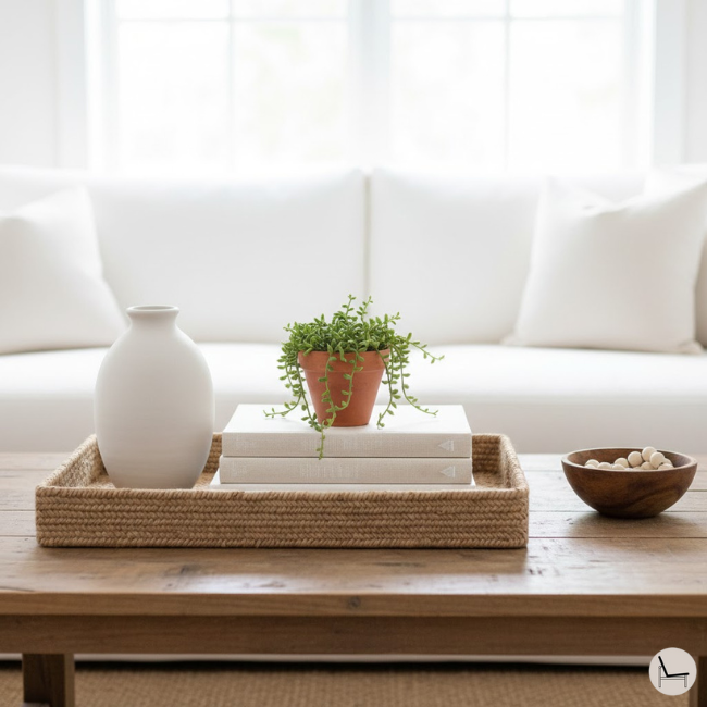 how to use the interior design rule of thirds in a coffee table vignette