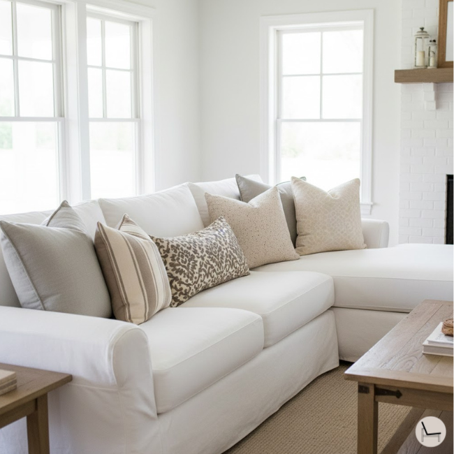 How to arrange throw pillows on an L-shape sectional couch