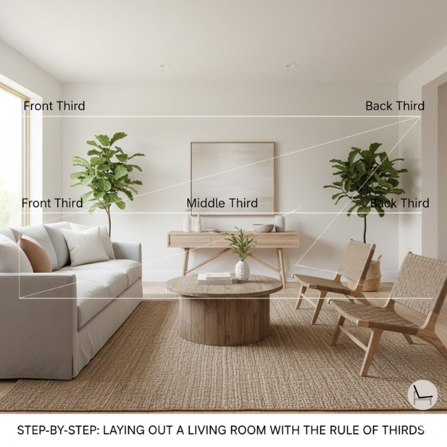 how to use the interior design rule of thirds step by step guide