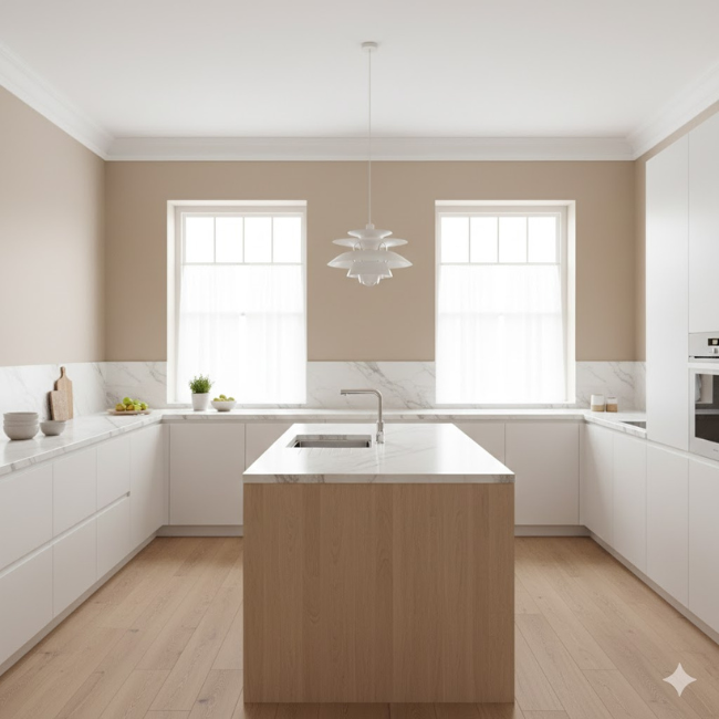 modern organic kitchen using the paint color capping technique