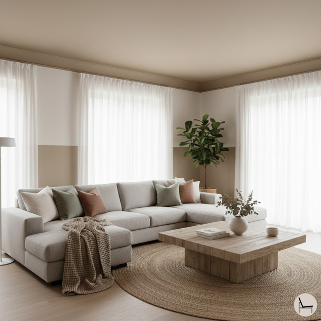 modern organic living room using the color capping technique