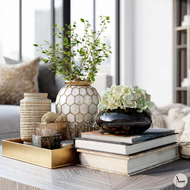 how to style coffee table books in boho decor style