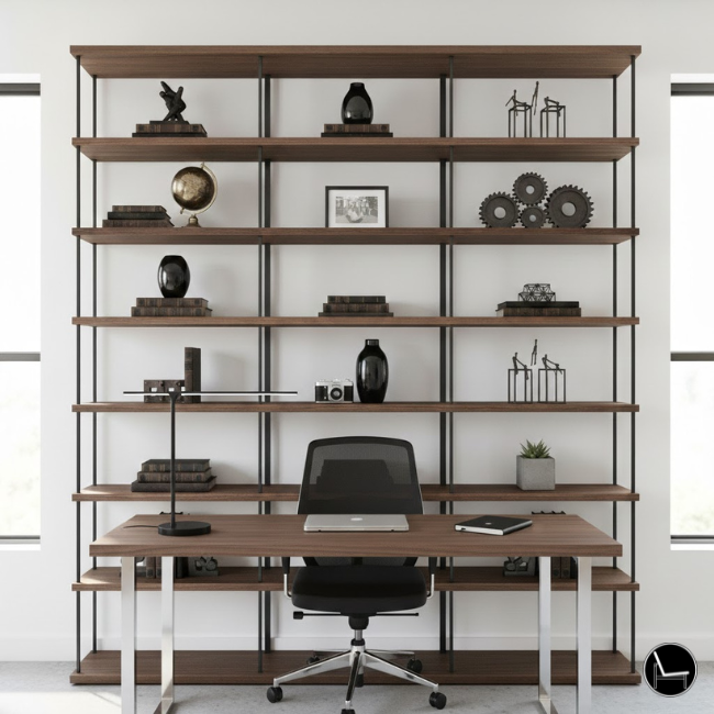 how to style a bookcase in a masculine rule following the rule of 3