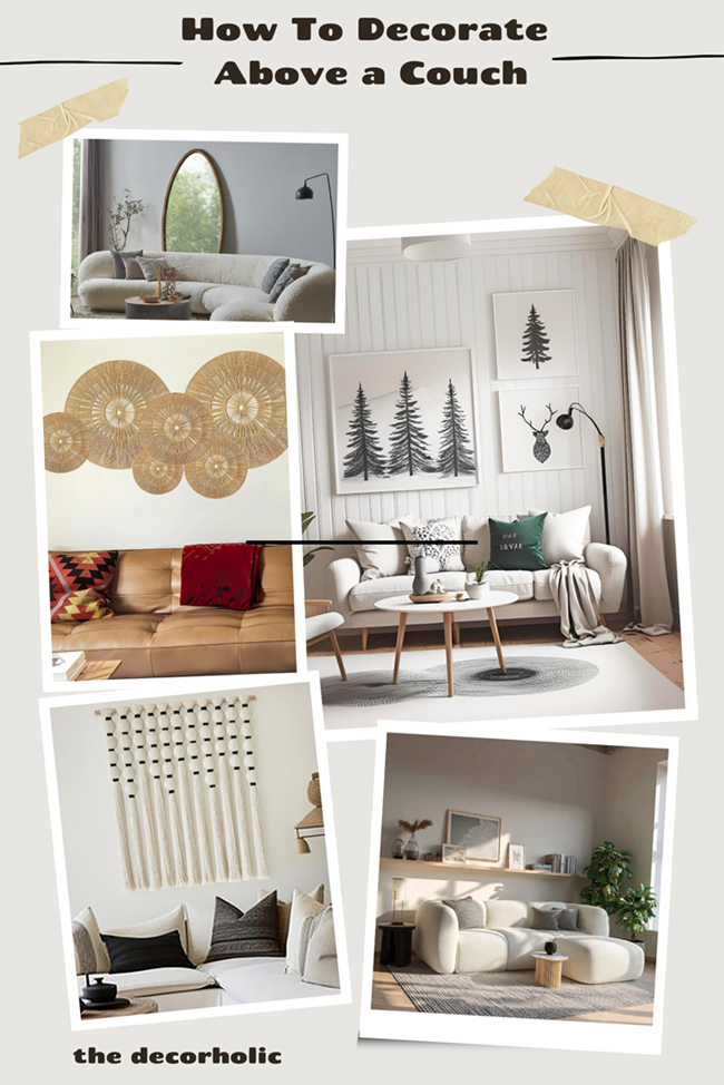 how to decorate above a couch moodboard