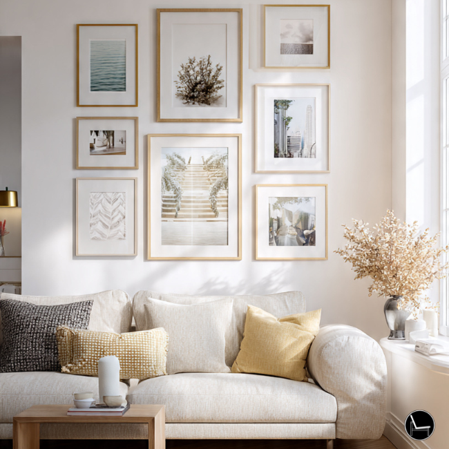 how to create the layout for an eclectic gallery wall