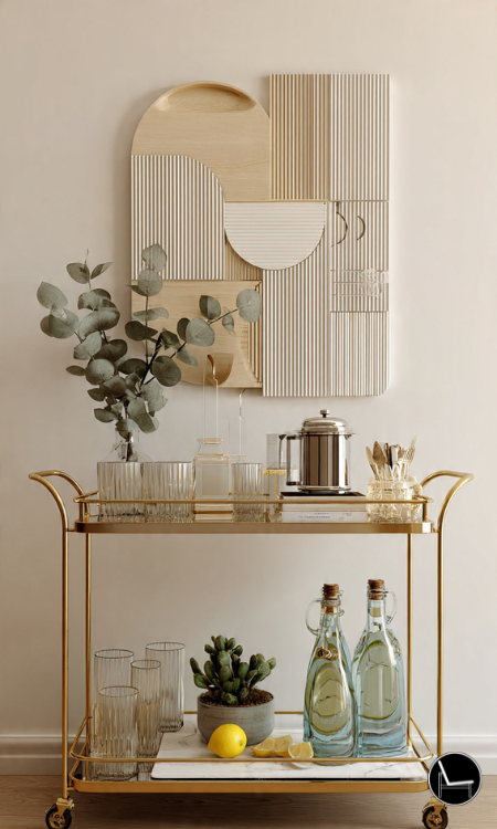 how to style a bar cart without alcohol Nordic style