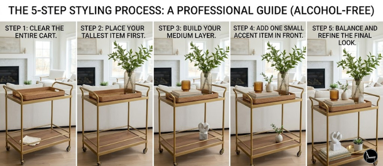 how to style a bar cart without alcohol in 5 easy steps