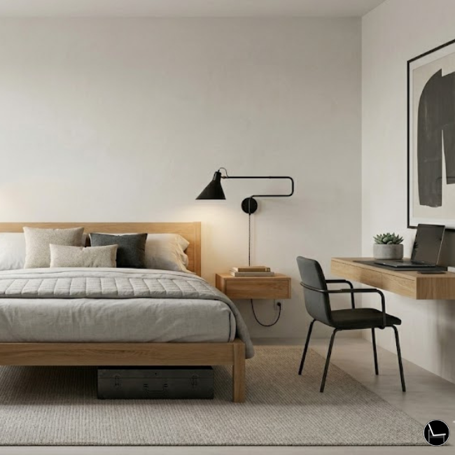 men’s minimalist bedroom workspace ideas and tips