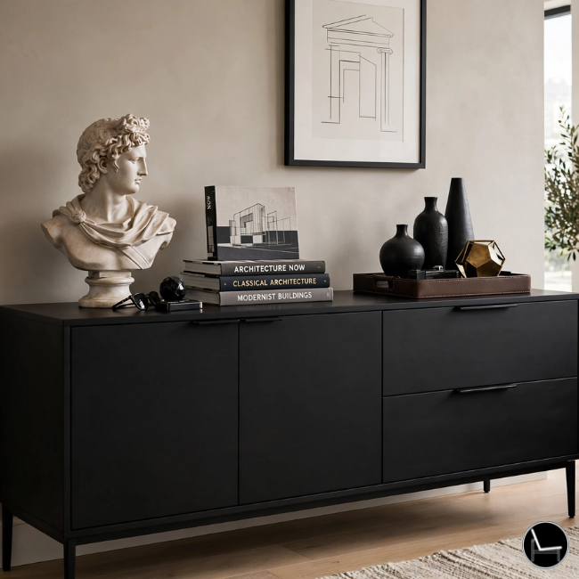 elegant masculine credenza styling