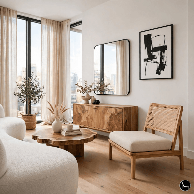 armless accent chair on a budget in a small living room