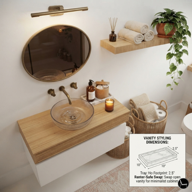How to style a small vanity for a cozy small bathroom